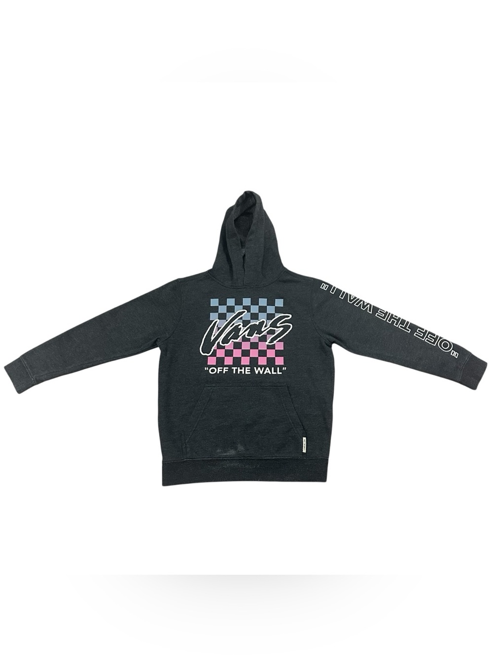 Vans Boys Medium Off The Wall Checkerboard Graphic Pullover Hoodie Black